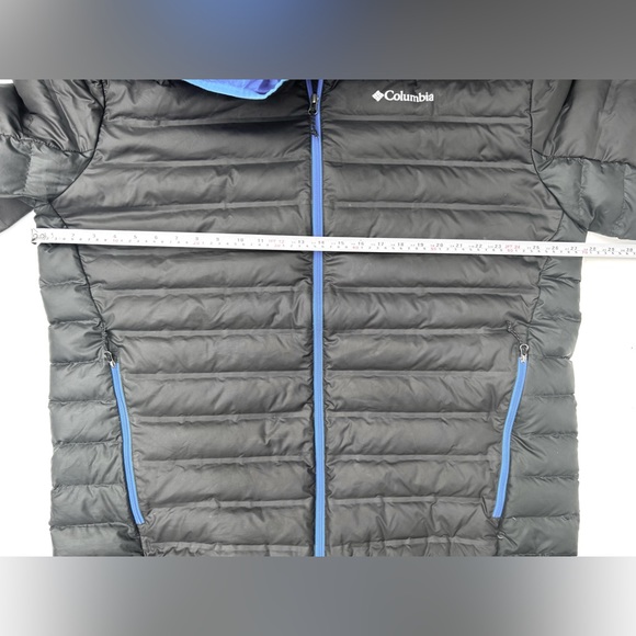 Columbia mens Powder Lite Jacket black with blue trimming - Picture 6 of 11